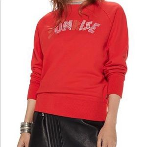 Red Women's Pullover Sweatshirt - Casual Graphic Crewneck
